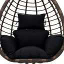 Egg Chair Cushion Waterproof Outdoor/Indoor-Thicken Hanging Basket Swing Cushion,Hanging Egg Chair Cushion Replacement with Headrest for Outdoor Patio Garden Furniture