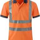 SMASYS Safety Polo Shirt High Visibility - Reflective Shirt Short Sleeve ANSI Standards Construction Work Wear for Men and Women (Orange, M)