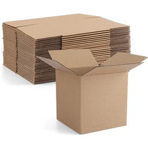 Eupako 4x4x4" Cardboard Box Mailers 25 Pack Brown Cube Corrugated Small Shipping Boxes for Mailing