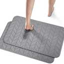 JUERLEN 2 Pack Diatomaceous Earth Shower Mat, Stone Bath Mat, Nonslip Super Absorbent Fast-Drying Hard Bath Mat for Bathroom Shower Floor, 24 x 16 inch, Grey Arrow Design