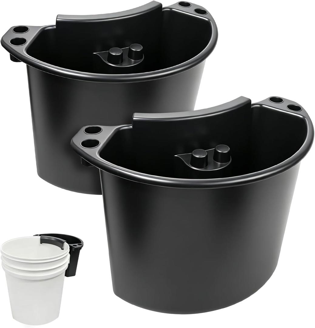 ROBLOCK 2 Pcs 5 Gallon Car Detailing Bucket Tool Organizer, 12" x 8.27" Portable & Multipurpose Car Wash Bucket Tool Caddy with Drainage Hole for Accessories, Home Cleaning, Gardening, Camping