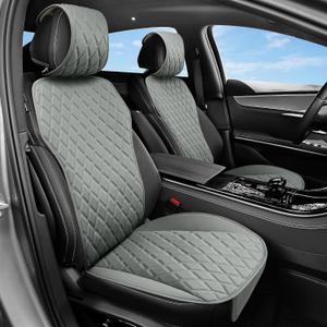 2PCS Front Car Seat Covers - Luxury Leather Water Proof Seat Protector Cover Front Seats, Universal for Cars Trucks SUV, Diamond Pattern, Gray