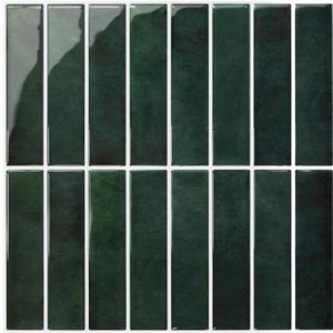 COMSTICKC Dark Green Peel and Stick Backsplash,10 Pcs 12''x12'', Forest Green Peel and Stick Tiles Stickers Adhesive Vinyl Backsplash Kitchen Bathroom,Waterproof,Removable (Dark Green)
