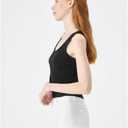 florence by mills Women's Bright Side Peek-a-Boo Knit Button Up Tank Top (Black, L)