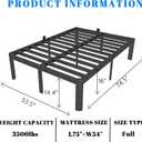Full Size Bed Frame 16 Inch, Black Full Bed Frame with Anti-Slip Baffles, No Box Spring Needed, Heavy Duty Steel Platform Supprt, Rounded Corner Legs, Reserved Holes, Noiseless, Storage Space