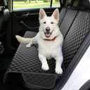 Dog Car Seat Cover for Back Seat, Waterproof Back Seat Cover with Zippered Armrest Access, Non Slip Rear Bench Cover for Cars SUVs - 52W
