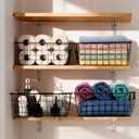Wire Basket 4 Pcs Wire Storage Baskets Wire Baskets Organizing with Wooden Handles Wire Basket Pantry Organization and Storage Metal Wire Food Storage Basket for Kitchen, Cabinets (Black 4PCS)