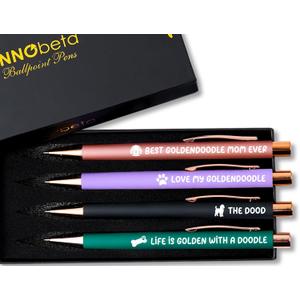 InnoBeta Golden Doodle Gifts Women, Ballpoint Pen Set of 4, Goldendoodle Gifts for Mother's Day, Christmas, Birthday - Goldendoodle Mom