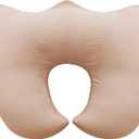 Muslin Nursing Pillow for Breastfeeding, 100% Cotton Cover Original Plus Size Breastfeeding Pillows for More Support for Mom and Baby, Removable Muslin Cover, Light Tan