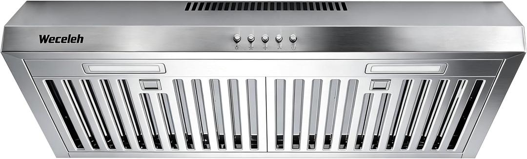 30 Inch Under Cabinet Range Hood - 600 CFM Ducted/Ductless Convertible Kitchen Vent Hood, Stainless Steel, 3 Speed with Baffle Filters & 2 LED Lights Brushed Finish, ETL Certification