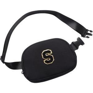 Initial Letter Belt Bag Crossbody Bags Fanny Pack For GirlsBirthday Gifts for 6 7 8 9 10 11 12 13 14 15 Year Old Girls,Purse for Kids,Cute Teen Trendy Stuff Travel Essentials.Black-S