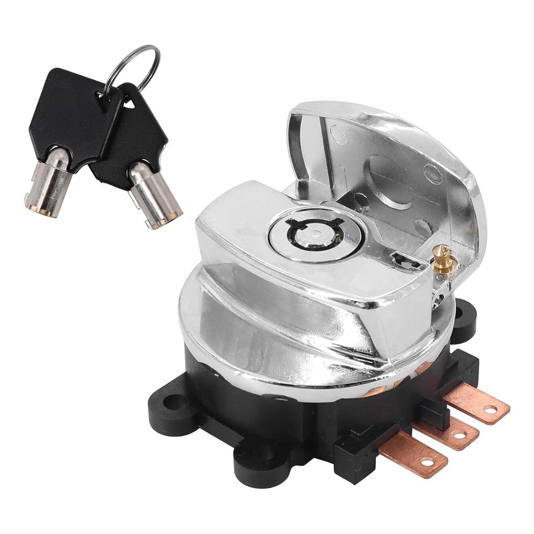 71313-96A Round Key Ignition Switch Fits for 93-13 Big Twin Dyna Fat-boy Softail Road King, Chrome, Replace 71501-93