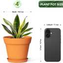 WSMKSZ 4 Inch Plastic Plant Pots with Drainage Holes and Trays 8 Pack Small Nursery Pots for Indoor & Outdoor House Plants and Flowers, Seedling Starter Planters, Terracotta