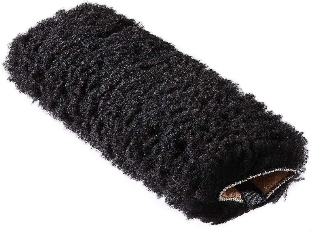 PrimeMed Comfort Wheelchair Armrest Pads - Black Faux Wool Pad (1 Arm Cushion)