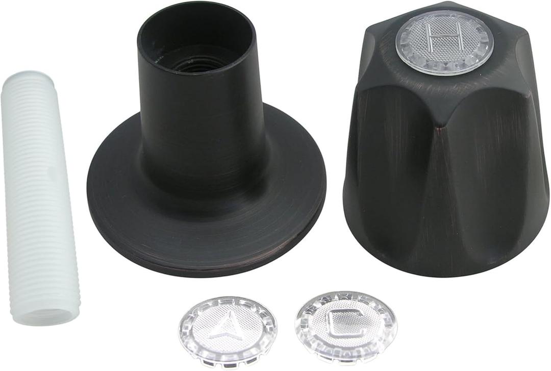 LASCO 01-9141OB Handle with Index Button Indicators Flange and Nipple for Price-Pfister Verve, Large, Oil Rubbed Bronze