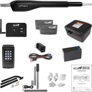 Mighty Mule MM571W-EST Heavy Duty Automatic Package Swing, Smart Bridge, Driveway Sensor, and More, Single Gate Opener, Estate, Black