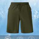 MAGCOMSEN Men's Swim Trunks with Compression Liner 9" Quick Dry Beach Shorts with Zipper Pockets (36, Army Green)