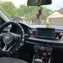 5 Pcs Flower Car Accessories Set Include 1 Daisy Steering Wheel Cover and 4 Flowers Car Air Vent Clips, Universal 14.5-15 in Floral Steering Wheel Cover for Women SUV Truck (Vivid Pattern)