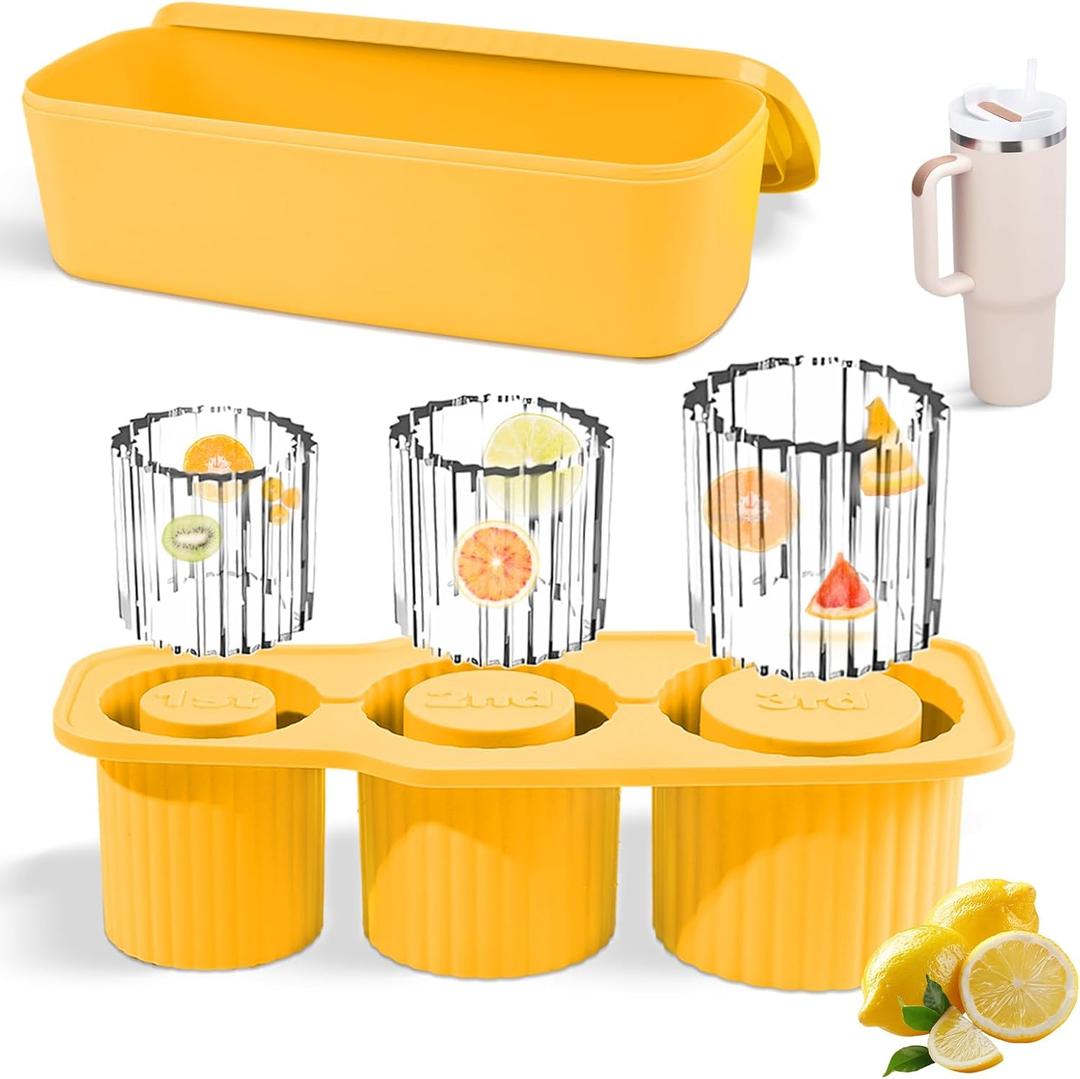 Ice Mold for Stanley Cup, Jrisbo Silicone Ice Cube Tray for 40 Oz Tumbler Cup with Lid and Bin, 3 Sizes Hollow Cylinder Stackable Ice Trays for Freezer, Chilling Drinks, Cocktails, Whiskey Ice Mold for Stanley Cup, Jrisbo Silicone Ice Cube Tray for 40 Oz Tumbler Cup with Lid and Bin, 3 Sizes Hollow Cylinder Stackable Ice Trays for Freezer, Chilling Drinks, Cocktails, Whiskey