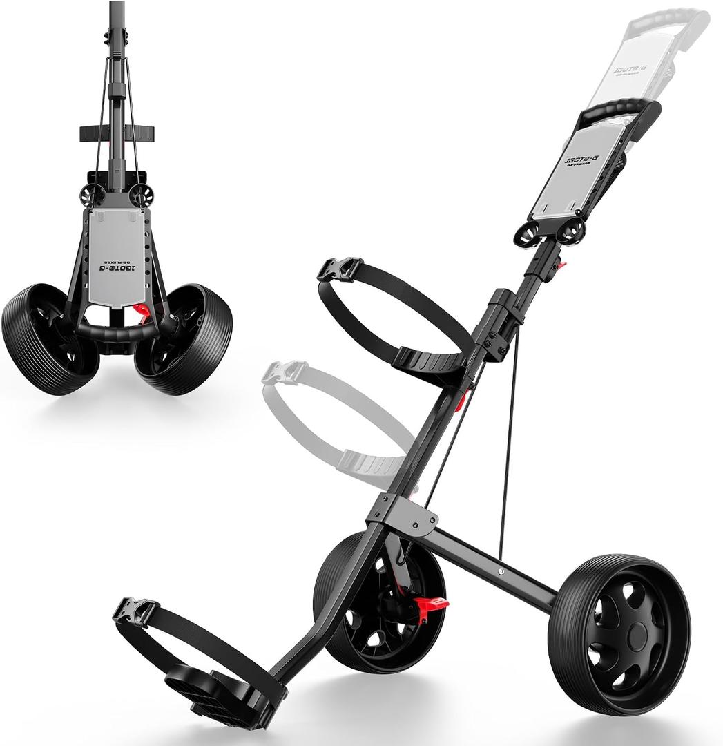 Adjustable 2-Wheel Golf Pull Cart Junior Golf Push Cart for Ages 3 to Adult, Adjustable Upper Bracket & Handle Height