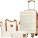 Coolife Luggage Set 3 Piece Luggage Set Carry On Suitcase Hardside Luggage with TSA Lock Spinner Wheels(White, 3 piece set (DB/TB/20))