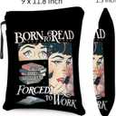 Funny Book Sleeve with Zipper, Born to Read Book Lover Gift for Teen Women Girl, Black