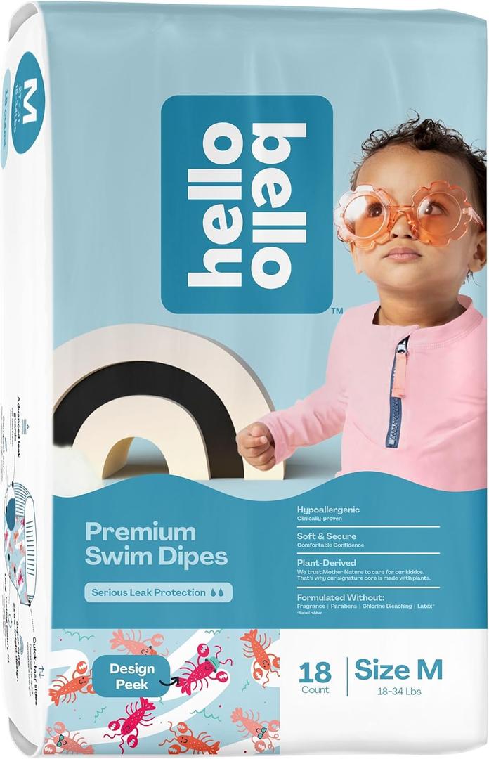 Hello Bello Premium Swim Diapers I Affordable and Eco-Friendly Disposable Swim Dipes for Babies and Kids I Size Medium (Medium (Pack of 18))