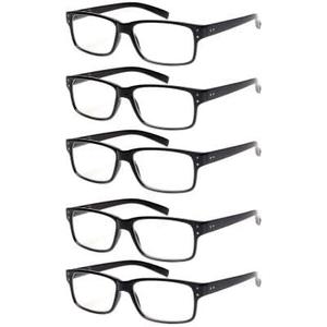 NORPERWIS Reading Glasses 5 Pairs Quality Readers Spring Hinge Glasses for Reading for Men and Women (5BLACK, 1.50)