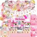 Pink Cow Party Decorations 148PCS Cow Balloons Garland Include High Chair Banner Boxes Cutout MOO MOO Banners for Boys Girls Farm Animal Themed Baby Shower Birthday Party Decorations Supplies
