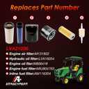 LVA21036 Maintenance Filter Kit Compatible with John Deere 1025R (-2017) & 2025R (2013-2018) Compact Utility Tractors Oil Fuel Air Filter Replaces M806418, MIU804763, M131802, LVA16054, AM116304