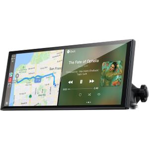 LAMTTO 9.26" Wireless CarPlay Screen for Car - Apple CarPlay & Android Auto Touchscreen, 1600x600 HD IPS Display, Plug & Play, OTA Updates, Waterproof Backup Camera & Screen Mirroring (Black)