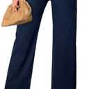 Sidefeel Women's Wide Leg Jeans High Waisted Stretchy Jeans Straight Leg Zimbaplatinum Ankle Denim Pants with Slant Pockets Size 16