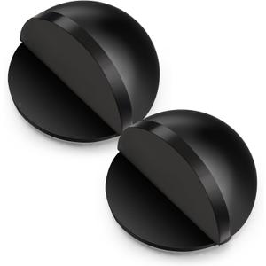 MorningRo 2 Pcs Self Adhesive Door Stoppers, Stainless Steel Floor Door Stop Wall Protector, Half Dome Floor Gate Stopper for Living Room, Bedroom, Bathroom, Office (Black)