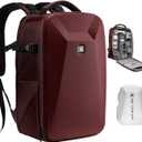 K&F CONCEPT Camera Backpack,Hardshell Photography DSLR Camera Bag with 15-15.6 Inch Laptop Compartment Hard Shell Camera Case Compatible with Canon/Nikon/Sony/DJI Mavic Drone (Red)