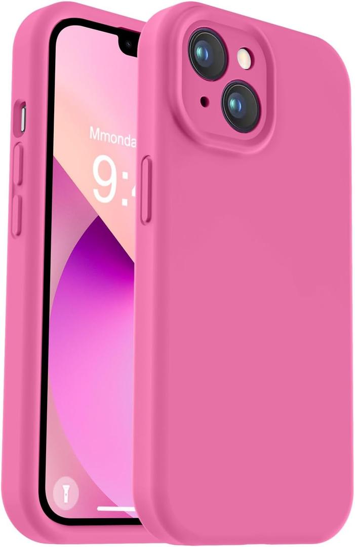 Vooii Compatible with iPhone 13 Case, Liquid Silicone Upgrade [Camera Protection] [Soft Anti-Scratch Microfiber Lining] Shockproof Phone Case for iPhone 13 6.1 inch - Pitaya