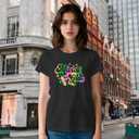 Mardi Gras Shirts for Women Fat Tuesday Tshirts New Orleans Carnival Party Fleur De Lis Tee Tops (Black, L)
