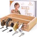 Woodtoe Montessori Lock and Key Toy Set for Kids, Educational Lock Set Keys, Wooden Learning Montessori Materials for 3 4 5 6 Toddlers, Preschool, Home Classroom STEM Educational Kids Christmas Toys