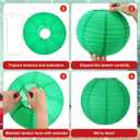 Treela 24 Pcs Christmas Paper Lanterns Xmas Hanging Paper Lanterns Assorted White Green Red Paper Lantern Lamps Round Paper Hanging Party Decoration
