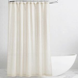 KGORGE Natural Linen Shower Curtain for Bathroom - Linen Blend Button Hole Semi Sheer Lightweight Waterproof Shower Curtains for Bathtub, 72 x 84 inches Long, Hooks Included