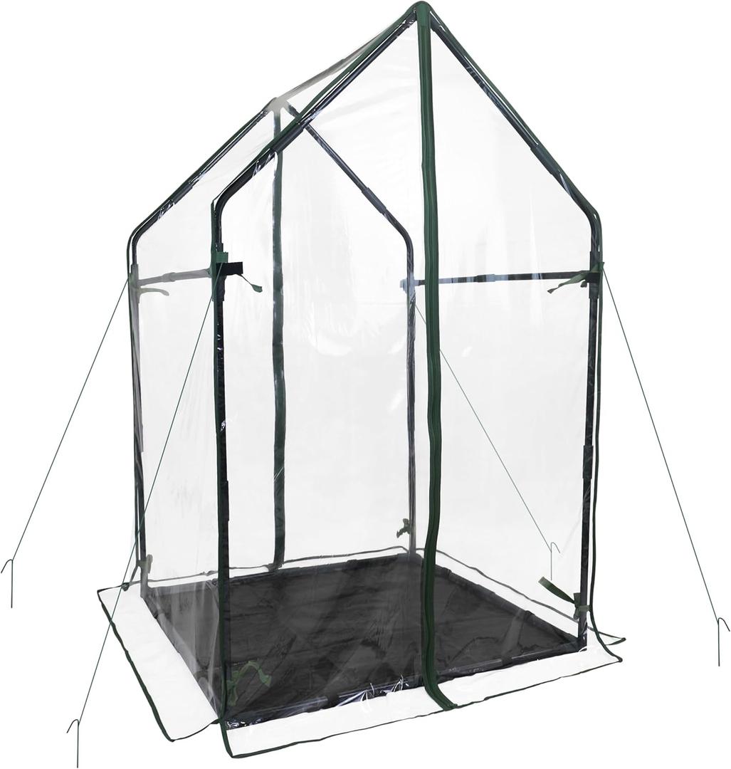Gardzen Mini Greenhouse with Waterproof Bottom, Portable Green House with Strong Metal Frame, Small Green House for Outside and Inside Use,36.2"(L) x36.2(W) x59.5(H)