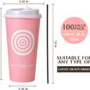 JollyPack 20 oz 100 Pack Paper Coffee Cups with Lids and Stirrers in Pink and Green. Great for Coffee, Juice, Tea, Home Use, Store and Cafe