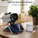 Portable 4-in-1 Waist/Neck/Desk Fan with Phone Stand & LED Light | 10000RPM Ultra-Fast Cooling, 4-Speed Rechargeable Battery | Lightweight for Indoor, Outdoor, Camping, Makeup(Grey)