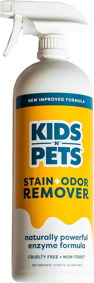 KIDS 'N' PETS Instant All-Purpose Stain & Odor Remover Permanently Eliminates Dog Pee, Cat Urine, Other Smells, Spots from Home Carpet, Couch, Furniture, Mattress, Fabric. Non-Toxic, Child Safe - 27oz