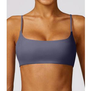 Comper Women's Sports Bra with Thin Straps Stretchy Wirefree Workout Bras Lightweight Workouts Bralette with Removable Pads (Gray, S)