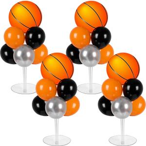 4 Sets Basketball Party Balloons Stand Kit with Basketball Foil Balloons Sport Theme Party Ball Balloon Centerpiece for Tables for Sports Themed Birthday Baby Shower Decoration