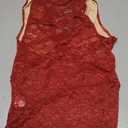 Women Lace Tank Tops Y2K Halter Neck Keyhole Top Sheer Mesh Cutout Crop Camisole Floral Lace Summer Going Out (Red, S)