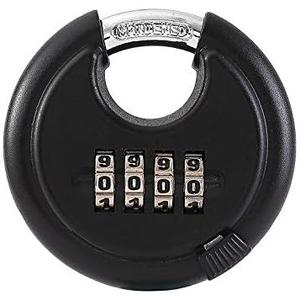 Stainless Steel Discus Padlock 4 Digit (3inch) Combination Lock Outdoor for Warehouse, Sheds, Storage Locker, Units (Black,1)