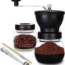 PARACITY Manual Coffee Bean Grinder with Ceramic Burr, Hand Coffee Grinder Mill Small with 2 Glass Jars( 11OZ per Jar) Stainless Steel Handle for Drip Coffee, Espresso, French Press, Turkish Brew