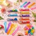 Geelin Cheer Pins Kit with 80 Pcs Spirit Clips, 800 Letter Beads, 30 Ducks, 80 Spoons, Glue, Decoration for Cheerleaders, Volleyball Team Gifts Bulk Stuff DIY Charms(Multicolor, Spoon)