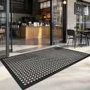 Rubber Mats for Outdoor Restaurant Kitchen Rubber Anti Fatigue Drainage Floor Mat Durable Rubber Non Slip Bar Floor Mats Used for Garage Black 36" x 60"